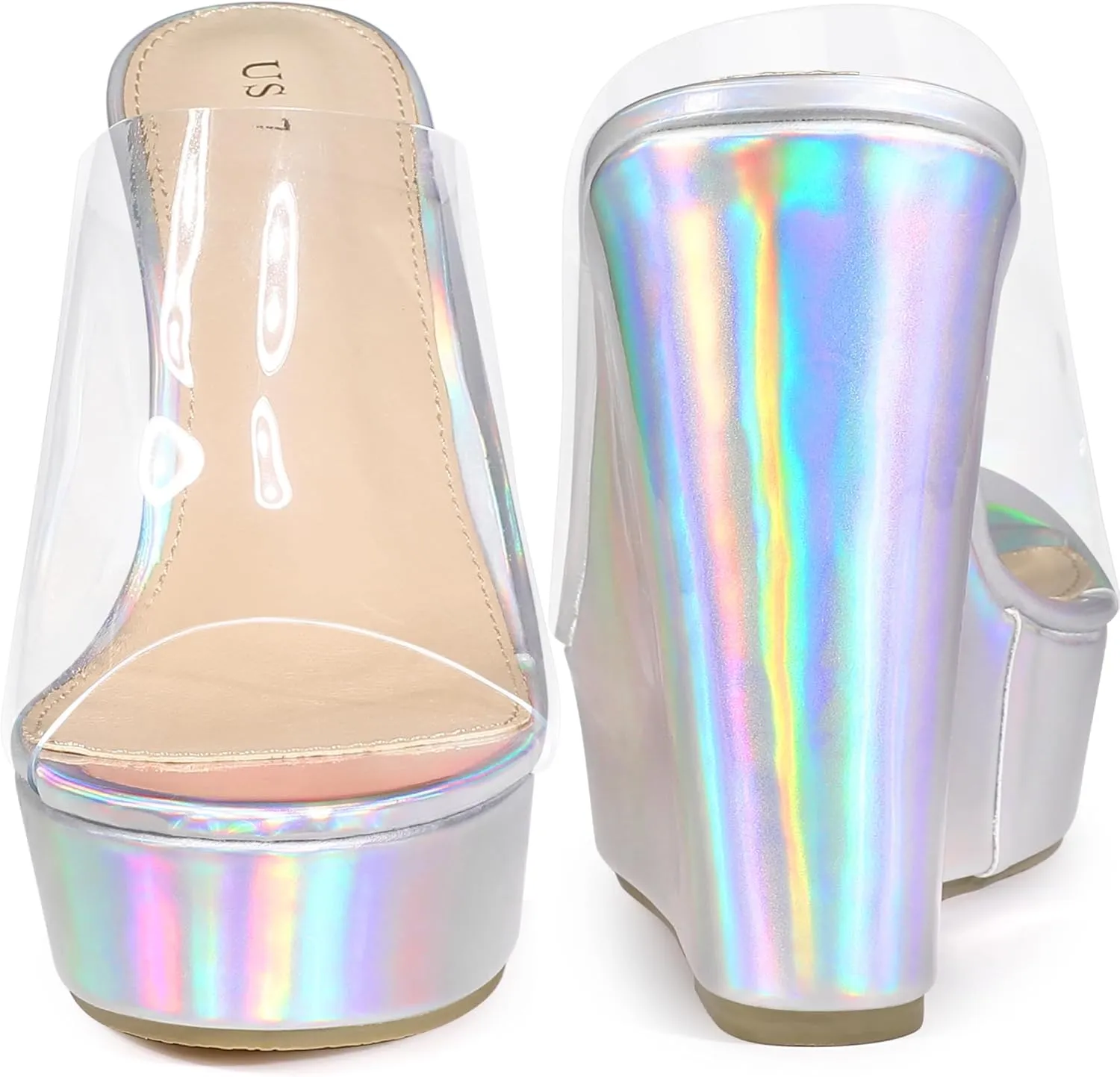 Perphy Platform Heel Sandals Clear Wedges for Women