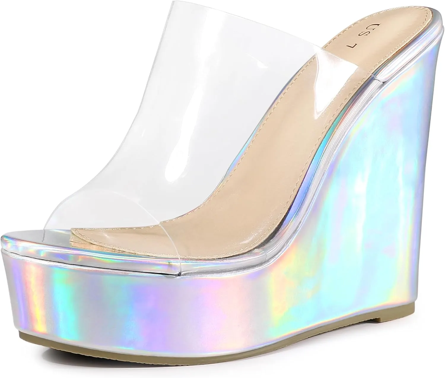 Perphy Platform Heel Sandals Clear Wedges for Women