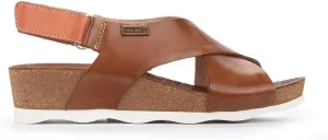 PIKOLINOS Wedge Sandals Leather Mahon for Woman Brandy