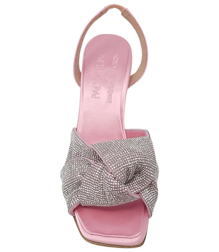 Pink Satin Leather High Heel Sandal