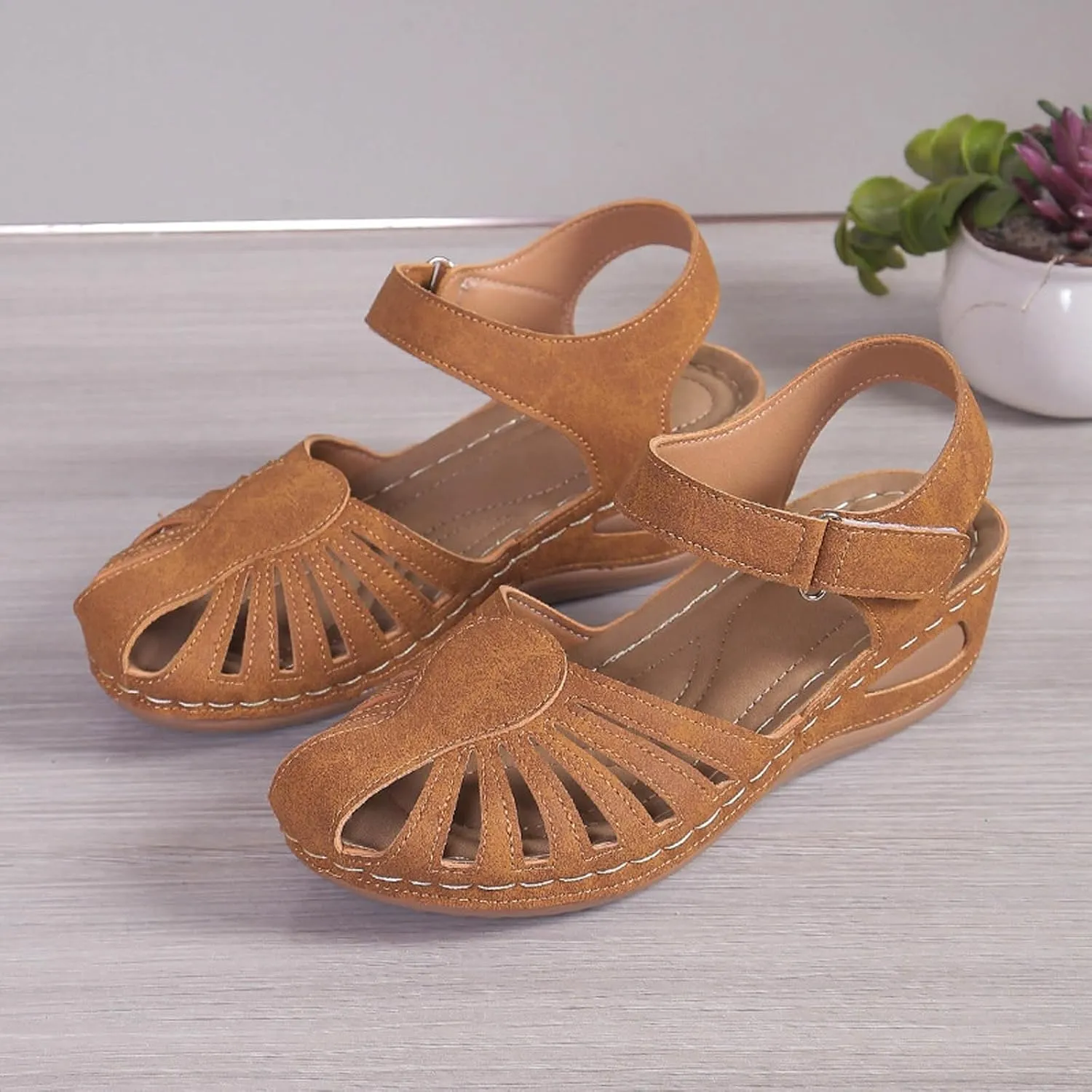 Platform Clogs for Women Closed Toe Wedge Sandals Slip On Walking Sandals Hollow Out Comfortable Vacation Sandals