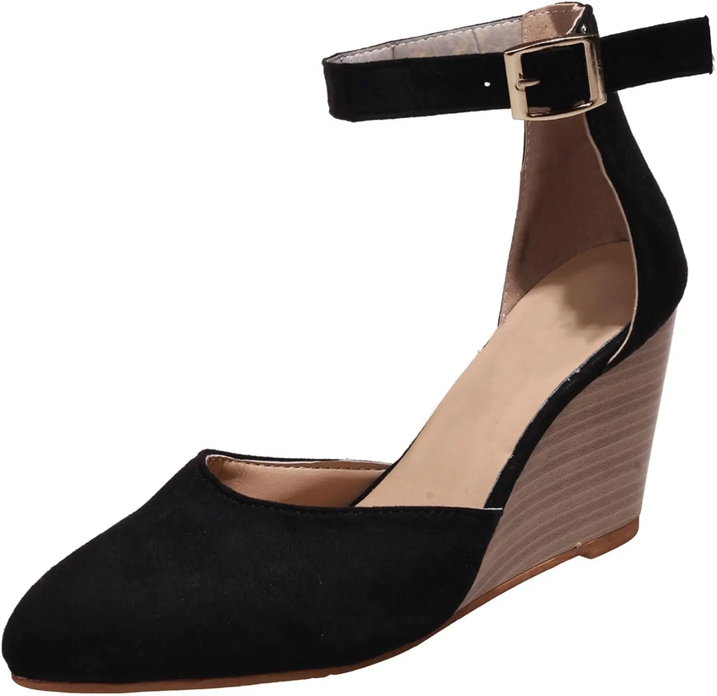 Platform Sandals Women Low Wedge Comofortable Dressy Non Slip Sandals Trendy Elegant Closed Toe Chunky Ankle Strap Walking Shoes Ladies Wedding Party Working Pump Shoes