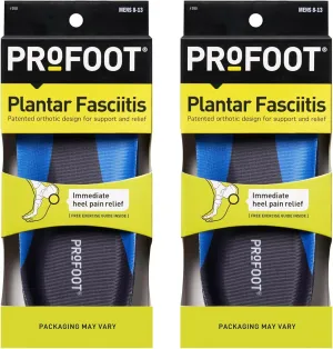 PROFOOT Orthotic Insoles for Plantar Fasciitis & Heel Pain, Men's 8-13, 2 Pair, Gel Heel Shock Absorbing Insoles to Help Reduce Pain & Stress, Foot Care Arch Support Inserts for Shoes
