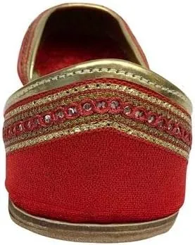 Punjabi Jutti Flat Red Wedding Shoes Khussa Shoes Indian Shoes Juti