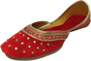Punjabi Jutti Flat Red Wedding Shoes Khussa Shoes Indian Shoes Juti