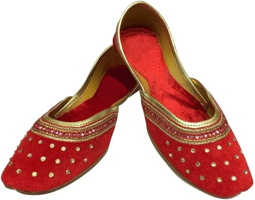 Punjabi Jutti Flat Red Wedding Shoes Khussa Shoes Indian Shoes Juti