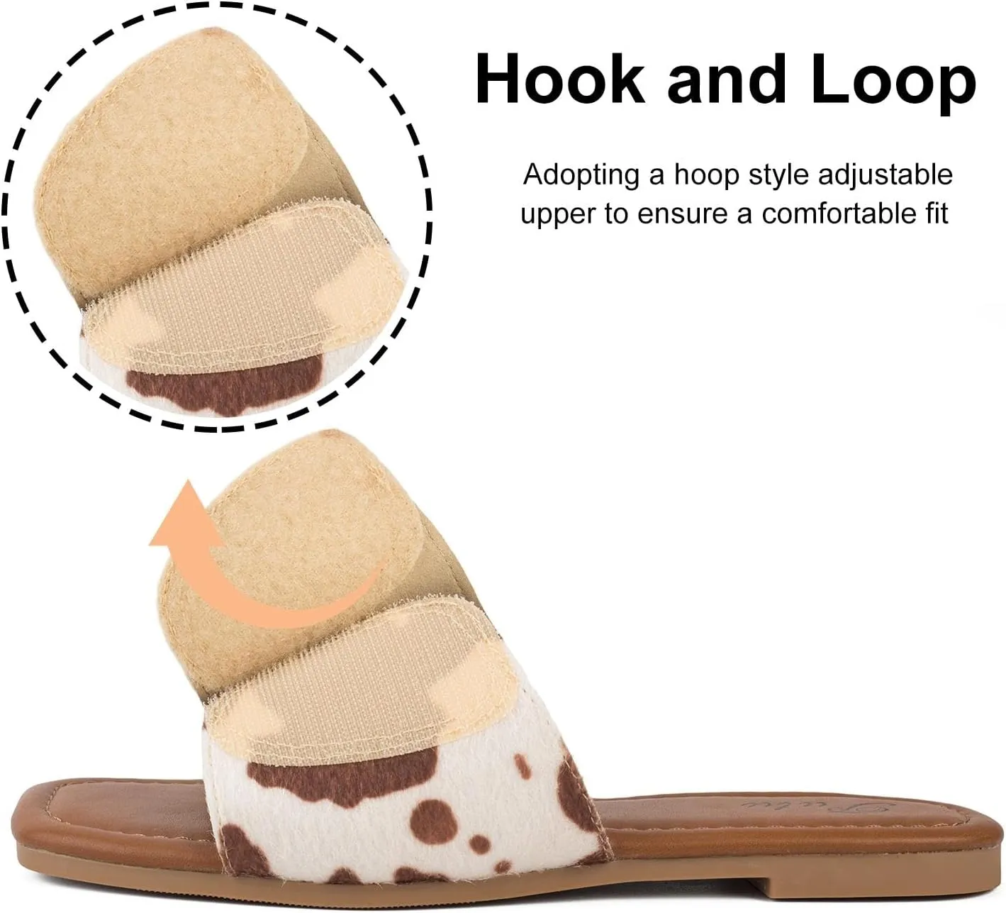 Putu Women's Flat Sandals Studded Slide Sandals Animal Print Western Sandals