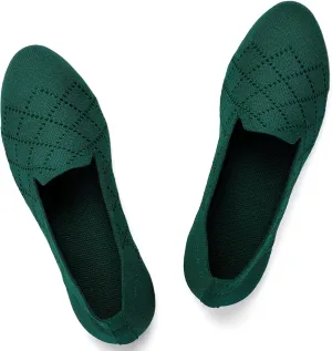 Puxowe Ballet Flats for Women - Stretch Knit Slip-On Low Wedge Shoes, Soft Round Toe Design for Office, Travel & Daily Walking