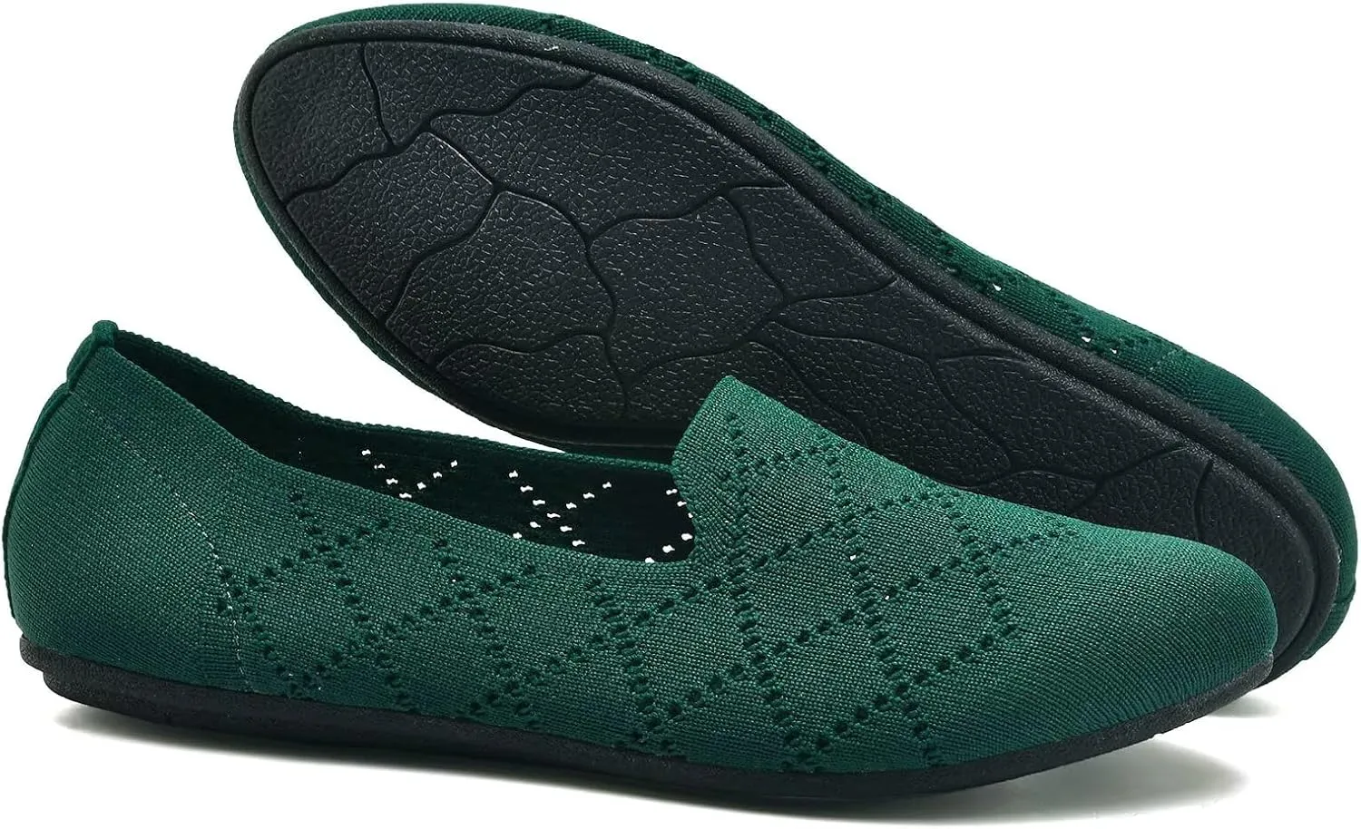 Puxowe Ballet Flats for Women - Stretch Knit Slip-On Low Wedge Shoes, Soft Round Toe Design for Office, Travel & Daily Walking