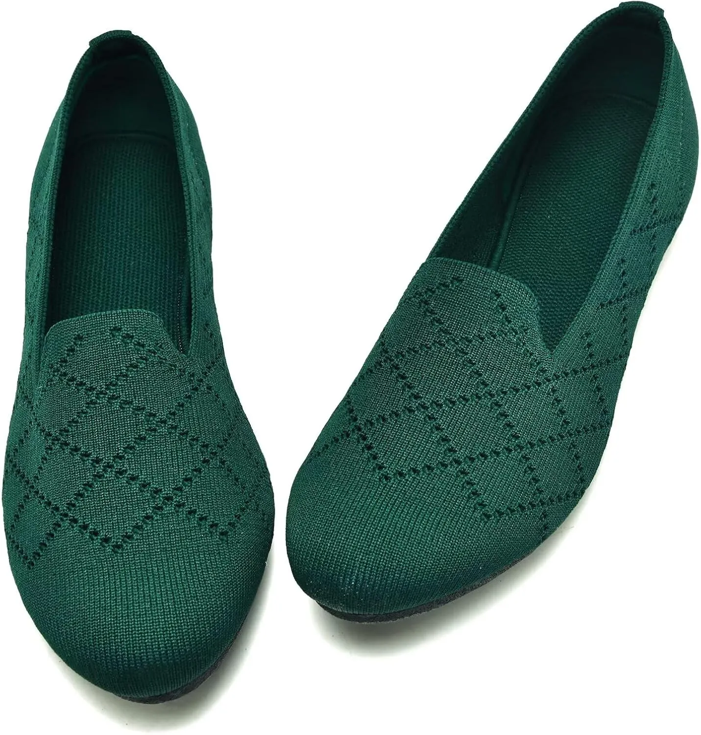 Puxowe Ballet Flats for Women - Stretch Knit Slip-On Low Wedge Shoes, Soft Round Toe Design for Office, Travel & Daily Walking