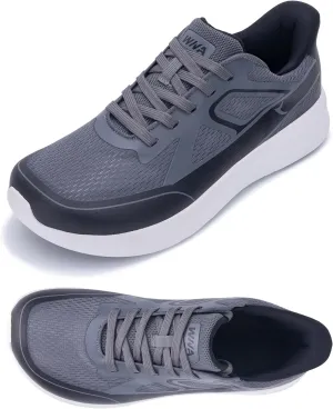 QAUPPE Wide Toe Box Walking Shoes for Men | Zero Drop Minimalist Design | Arch Support for Plantar Fasciitis | Slip-On Tennis Shoes US 8-12