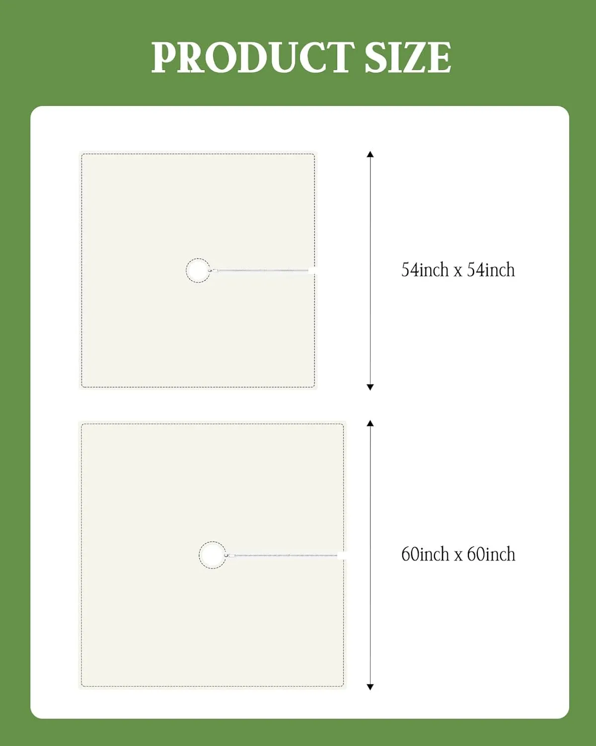 QueenKer Outdoor Tablecloth with Umbrella Hole, Farmhouse Teal White Stripe Square Tables Waterproof Tabletop Collection for Patio, Garden, Picnic, Camping, Dining 54 x 54 inch