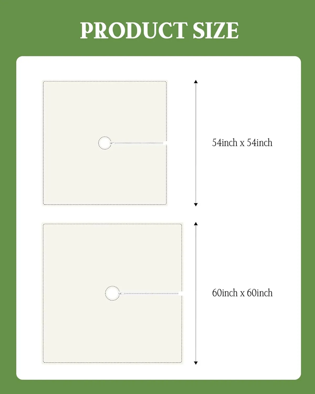 QueenKer Outdoor Tablecloth with Umbrella Hole, Farmhouse Teal White Stripe Square Tables Waterproof Tabletop Collection for Patio, Garden, Picnic, Camping, Dining 60 x 60 inch