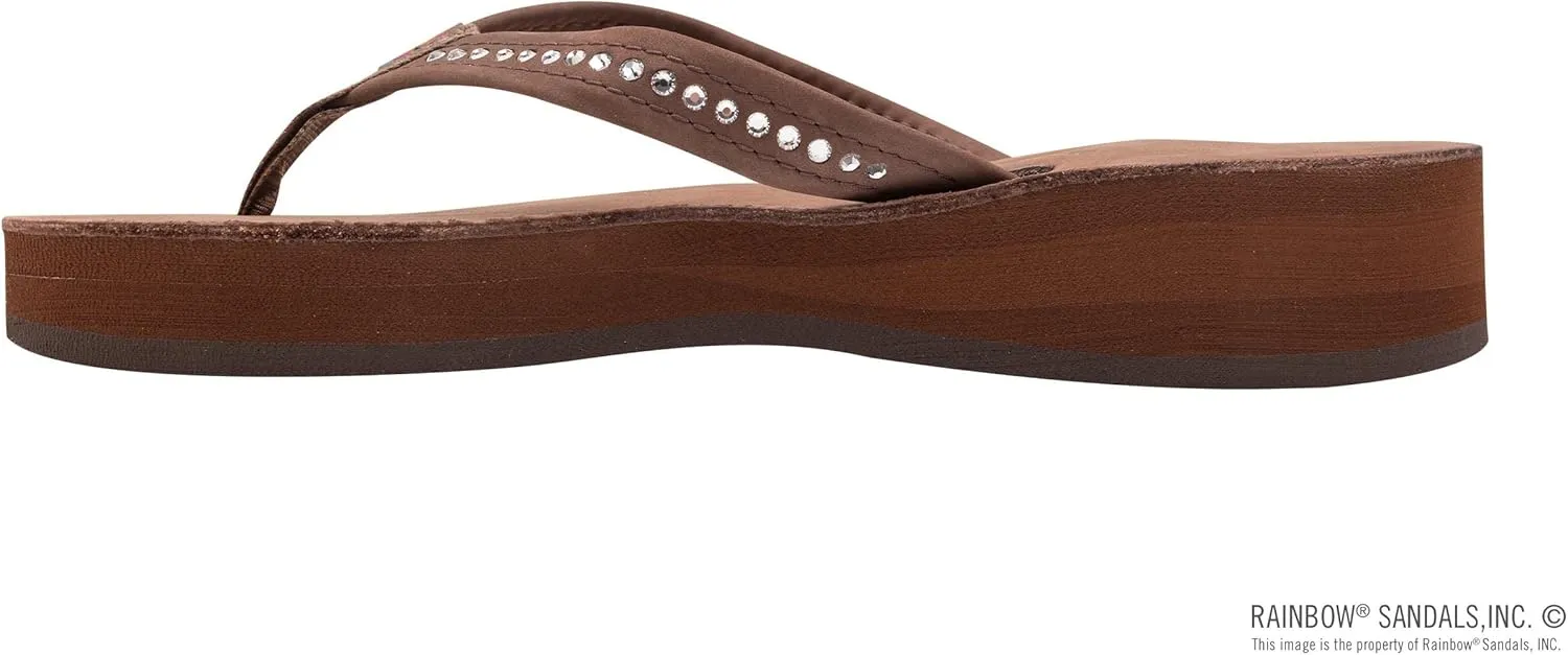 Rainbow Sandals Women's Four Layer Leather Wedge - 3/4" Strap w/Swarovski® Crystals