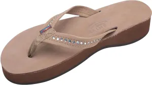 Rainbow Sandals Women's Four Layer Leather Wedge - 3/4" Strap w/Swarovski® Crystals