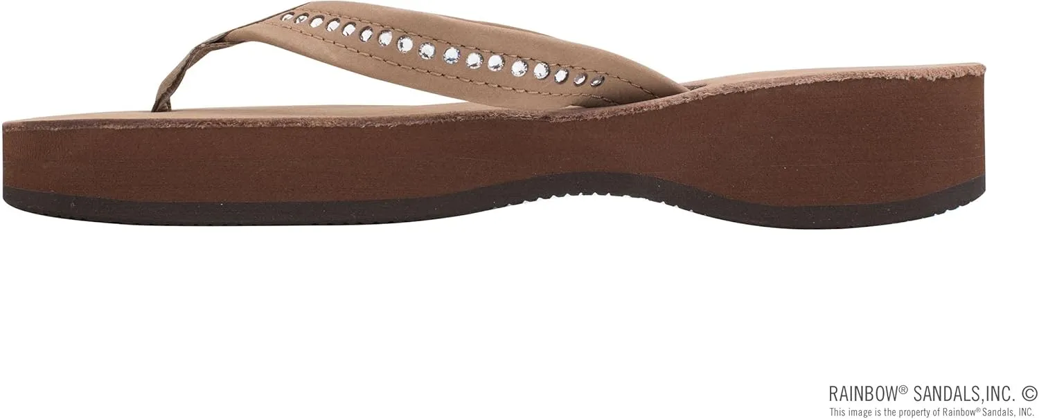 Rainbow Sandals Women's Four Layer Leather Wedge - 3/4" Strap w/Swarovski® Crystals