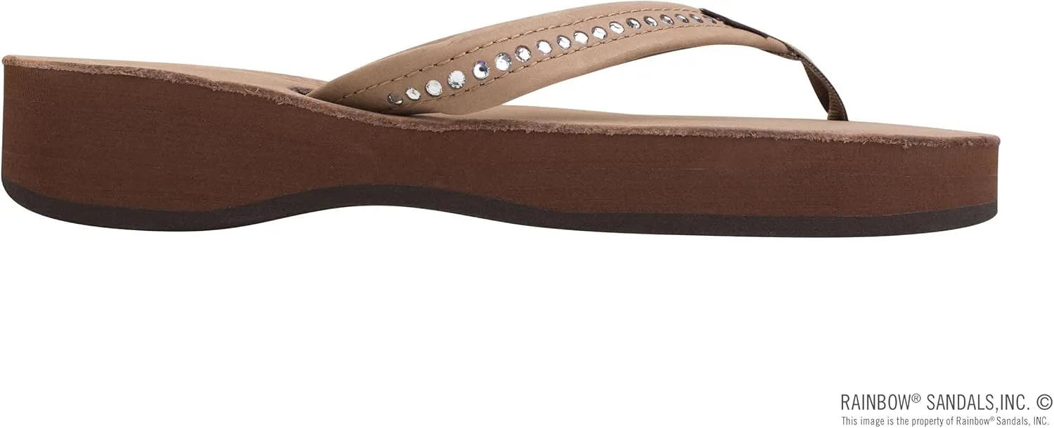 Rainbow Sandals Women's Four Layer Leather Wedge - 3/4" Strap w/Swarovski® Crystals