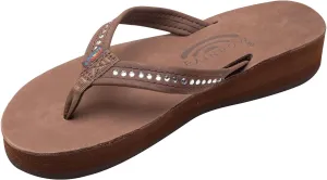 Rainbow Sandals Women's Four Layer Leather Wedge - 3/4" Strap w/Swarovski® Crystals