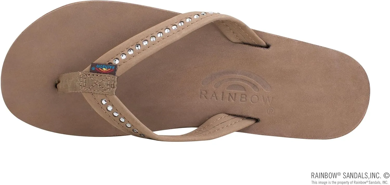 Rainbow Sandals Women's Four Layer Leather Wedge - 3/4" Strap w/Swarovski® Crystals