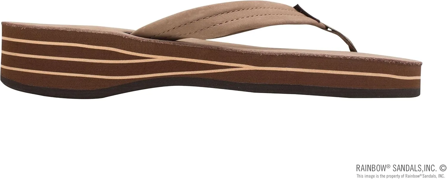 Rainbow Sandals Women's Four Layer Wedge 3/4" Leather Strap