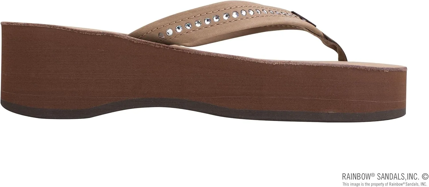 Rainbow Sandals Women's Six Layer Leather Wedge - 3/4" Strap w/Swarovski® Crystals