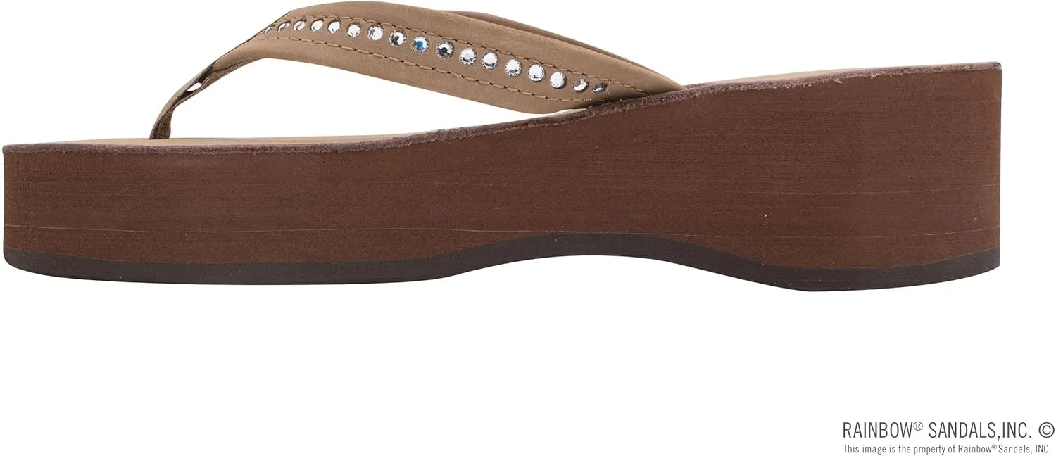 Rainbow Sandals Women's Six Layer Leather Wedge - 3/4" Strap w/Swarovski® Crystals