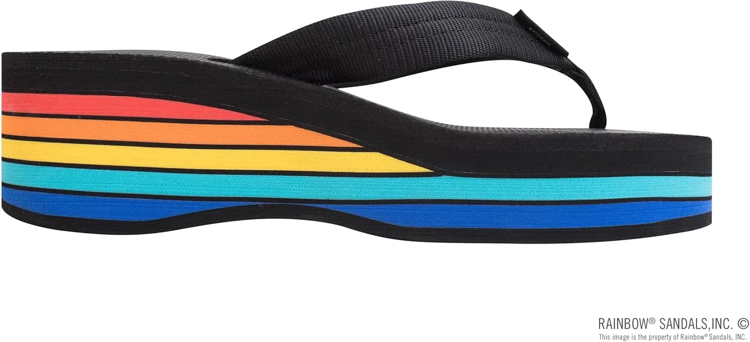 Rainbow Sandals Women's Six Layer Wedge Rubber 1" EVA Filled Nylon Strap