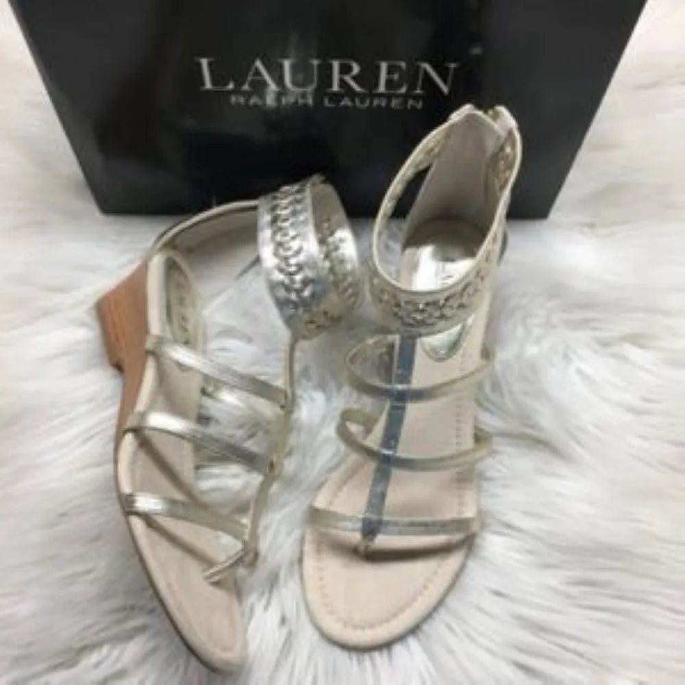 Ralph Lauren Gold Wedge Sandals 8M