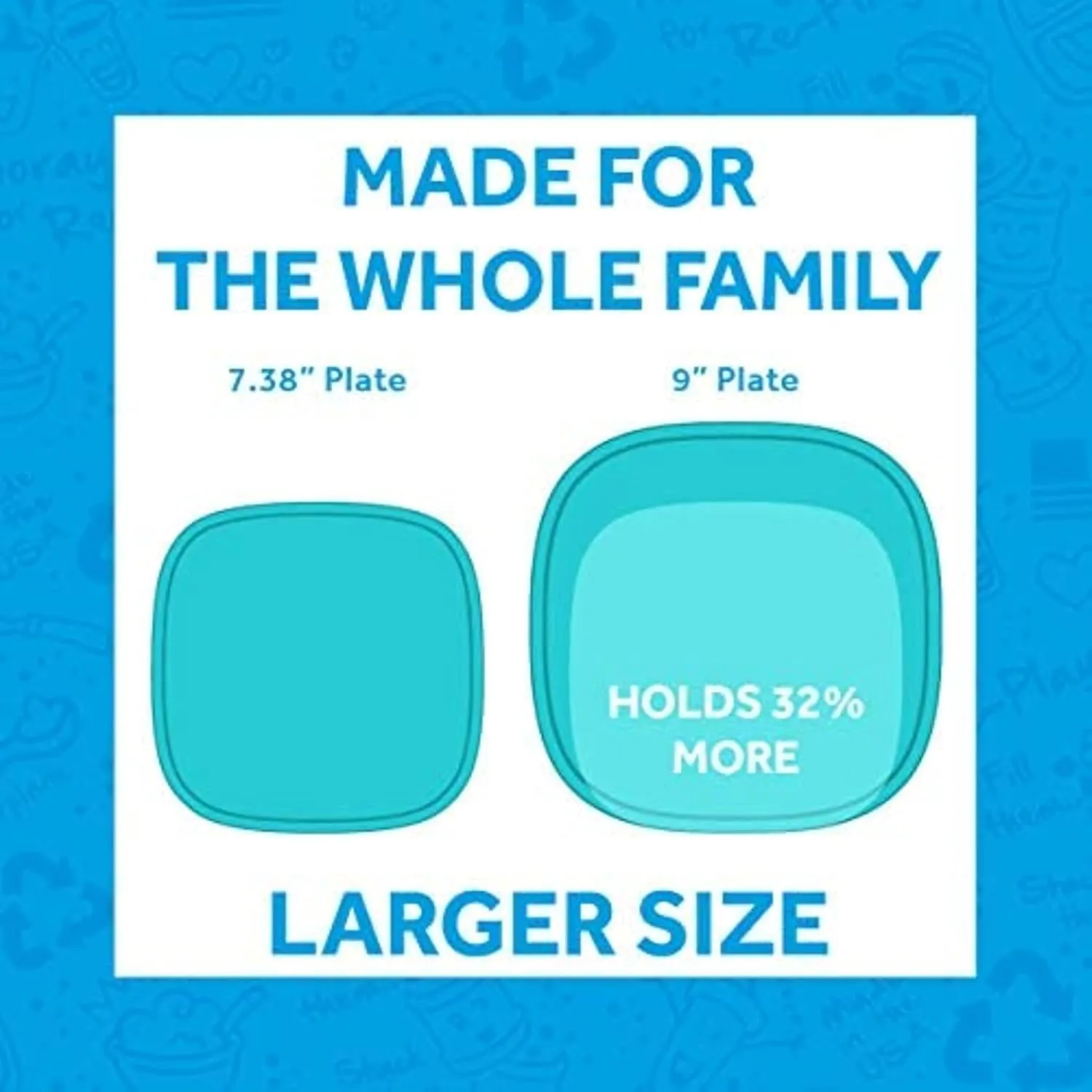 Re-Play Toddler Plates - 32 Oz. Deep-Walled Flat Kids Plates - Dishwasher & Microwave Safe - Made in USA - Set of 4-9" x 9" x 1.25" - Sand