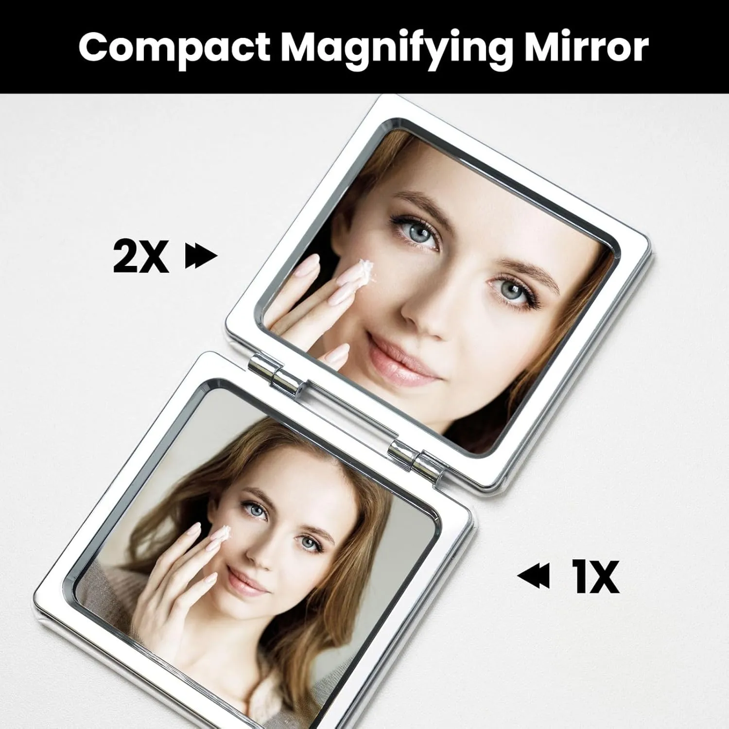 Red Phone Booth London Street Printed Square Pocket Makeup Mirror with 1X/2X Magnification, Portable Mini Travel Makeup Mirror for Travel Daily Work Beauty