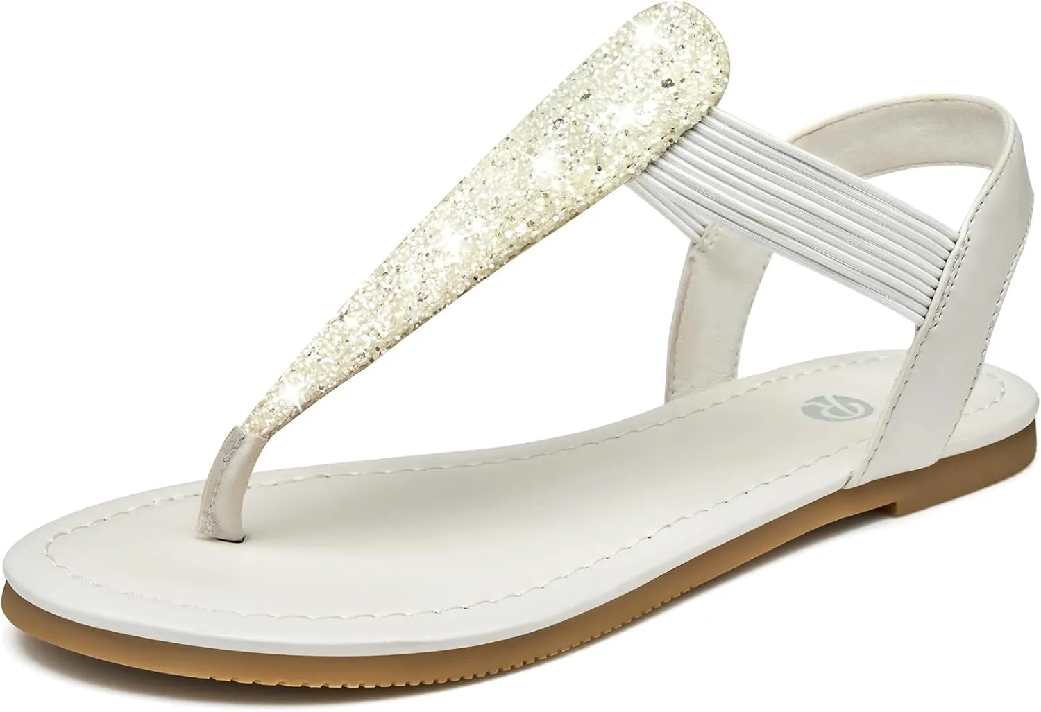 Rekayla Flat Sandals - Sparkling Elastic Strappy Thong Ankle Strap Sandals for Women