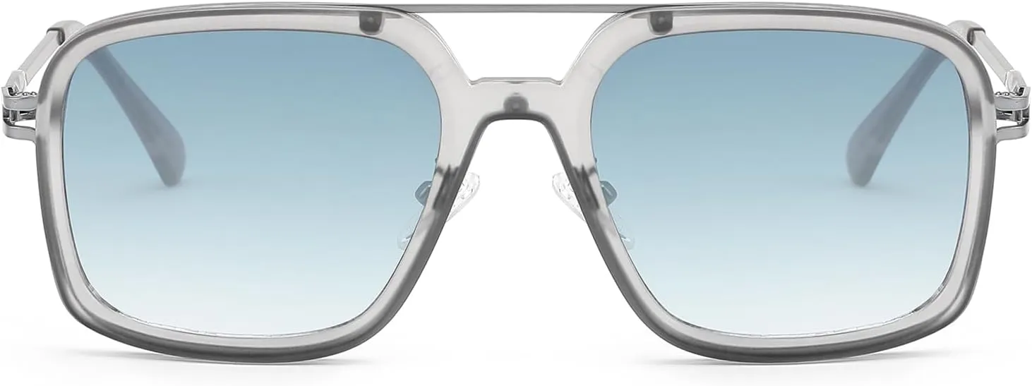 Retro Square 70s Flat Aviator Sunglasses Women Men Classic Retro Stylish Frame UV400 Protection