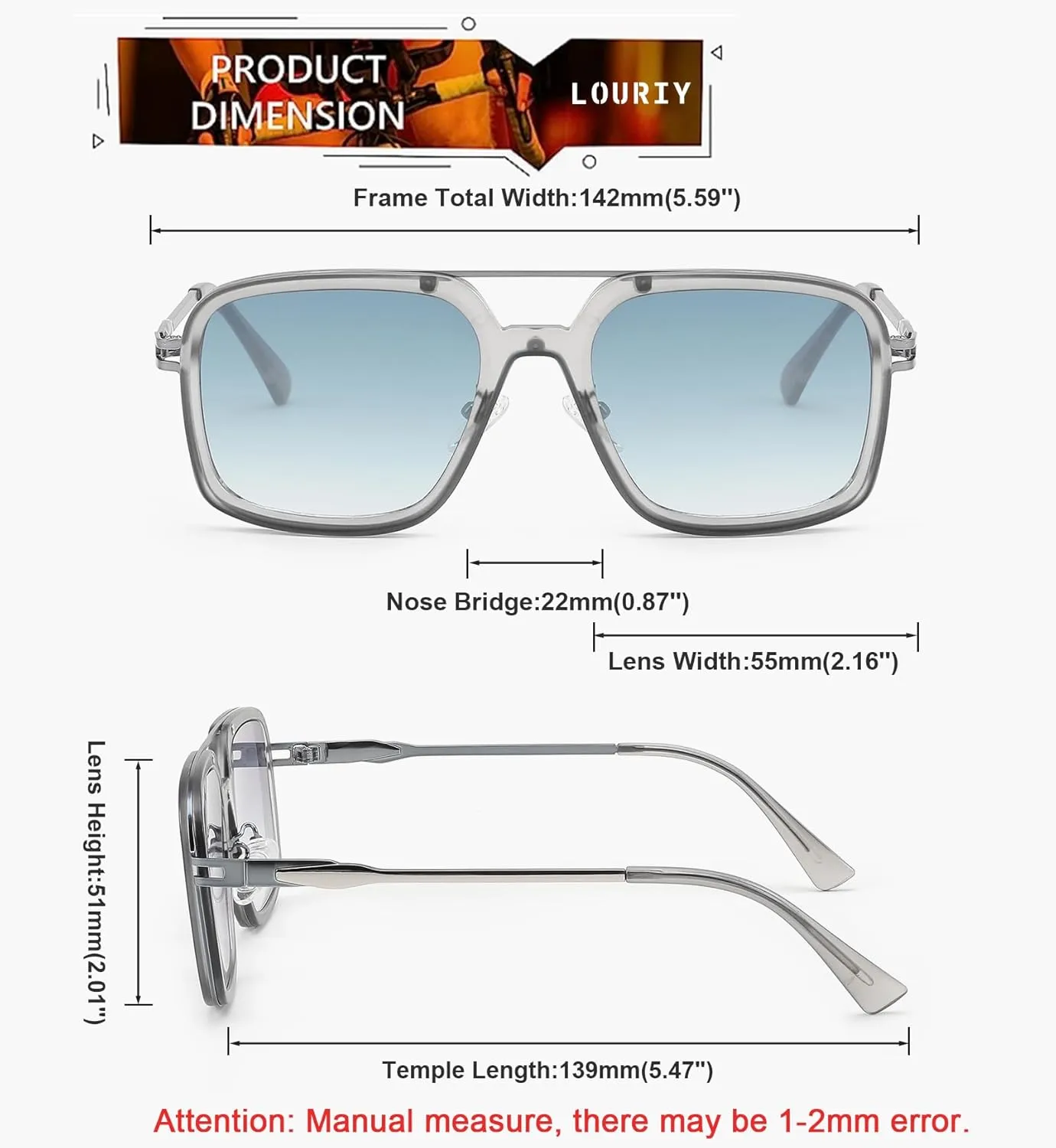 Retro Square 70s Flat Aviator Sunglasses Women Men Classic Retro Stylish Frame UV400 Protection