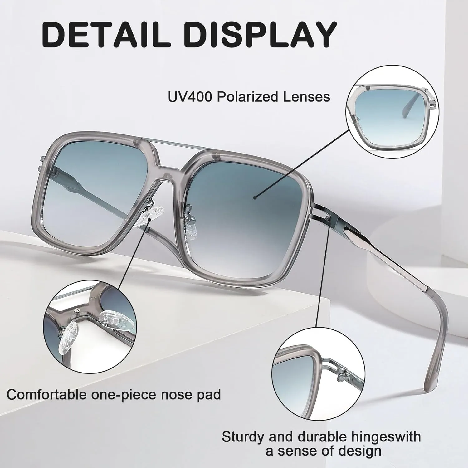 Retro Square 70s Flat Aviator Sunglasses Women Men Classic Retro Stylish Frame UV400 Protection