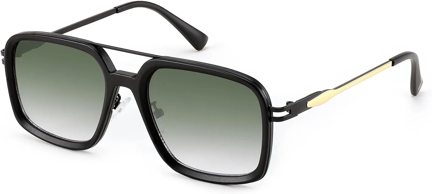 Retro Square 70s Flat Aviator Sunglasses Women Men Classic Retro Stylish Frame UV400 Protection