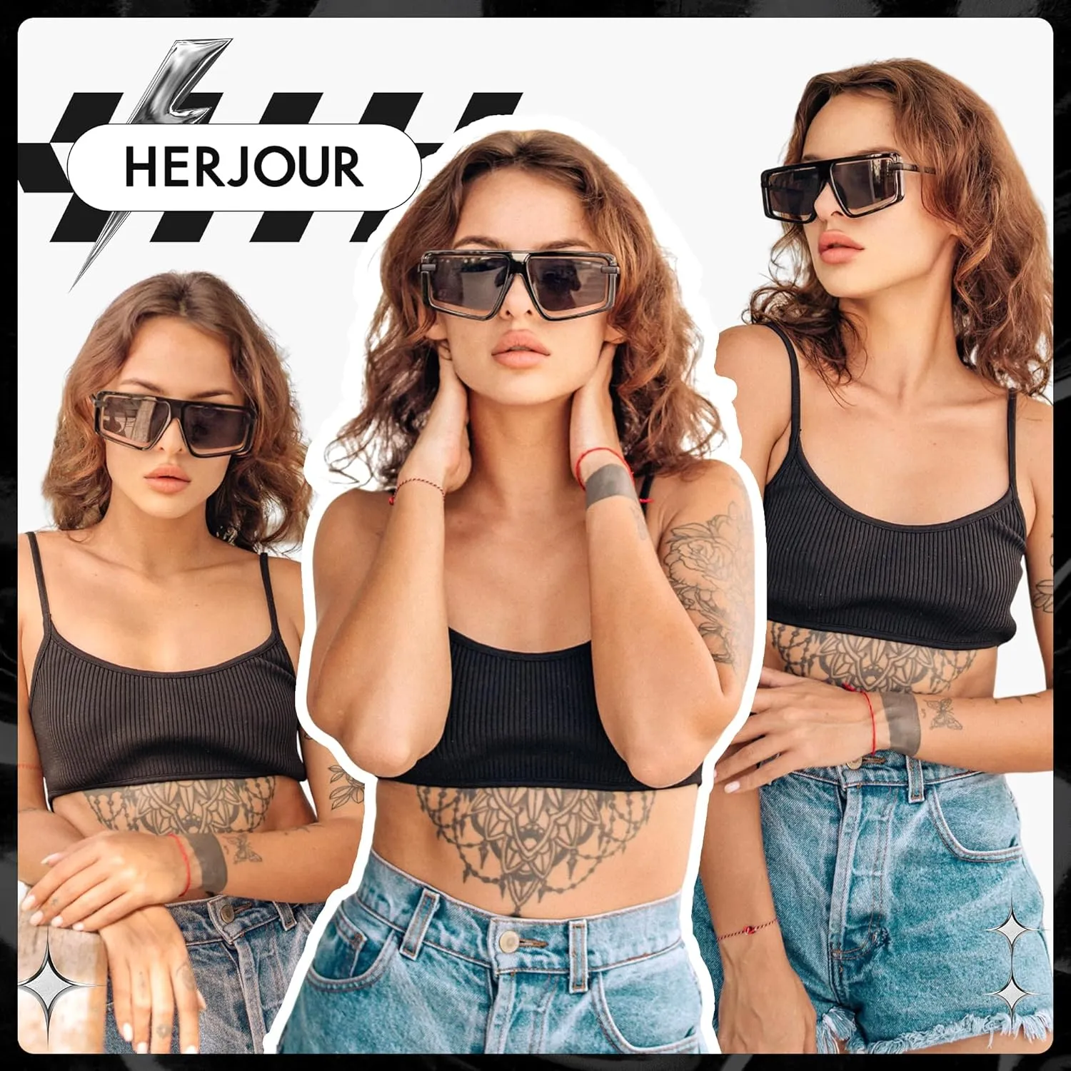 Retro Square Oversized Sunglasses for Women and Men Trendy Sun Glasses AR82157