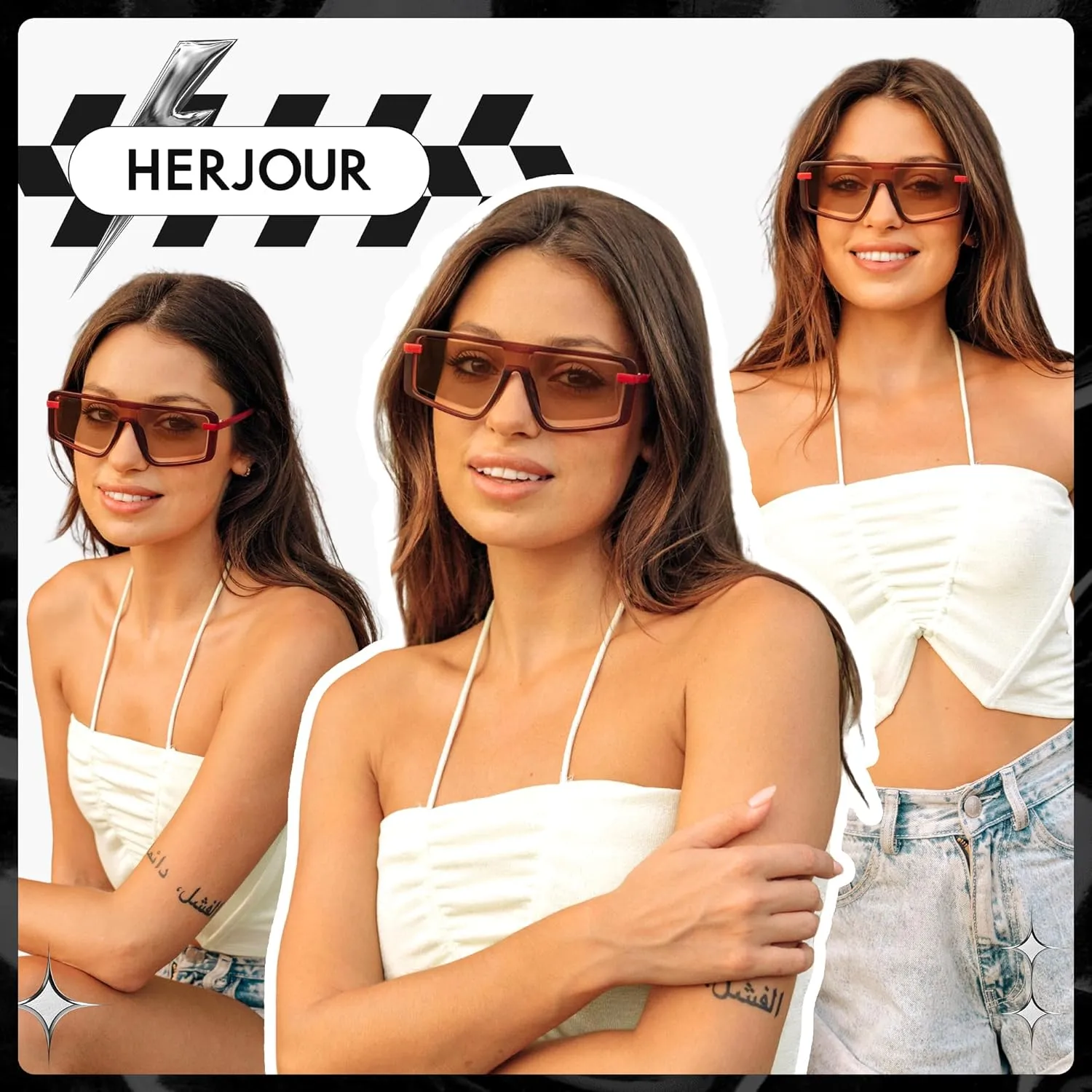 Retro Square Oversized Sunglasses for Women and Men Trendy Sun Glasses AR82157