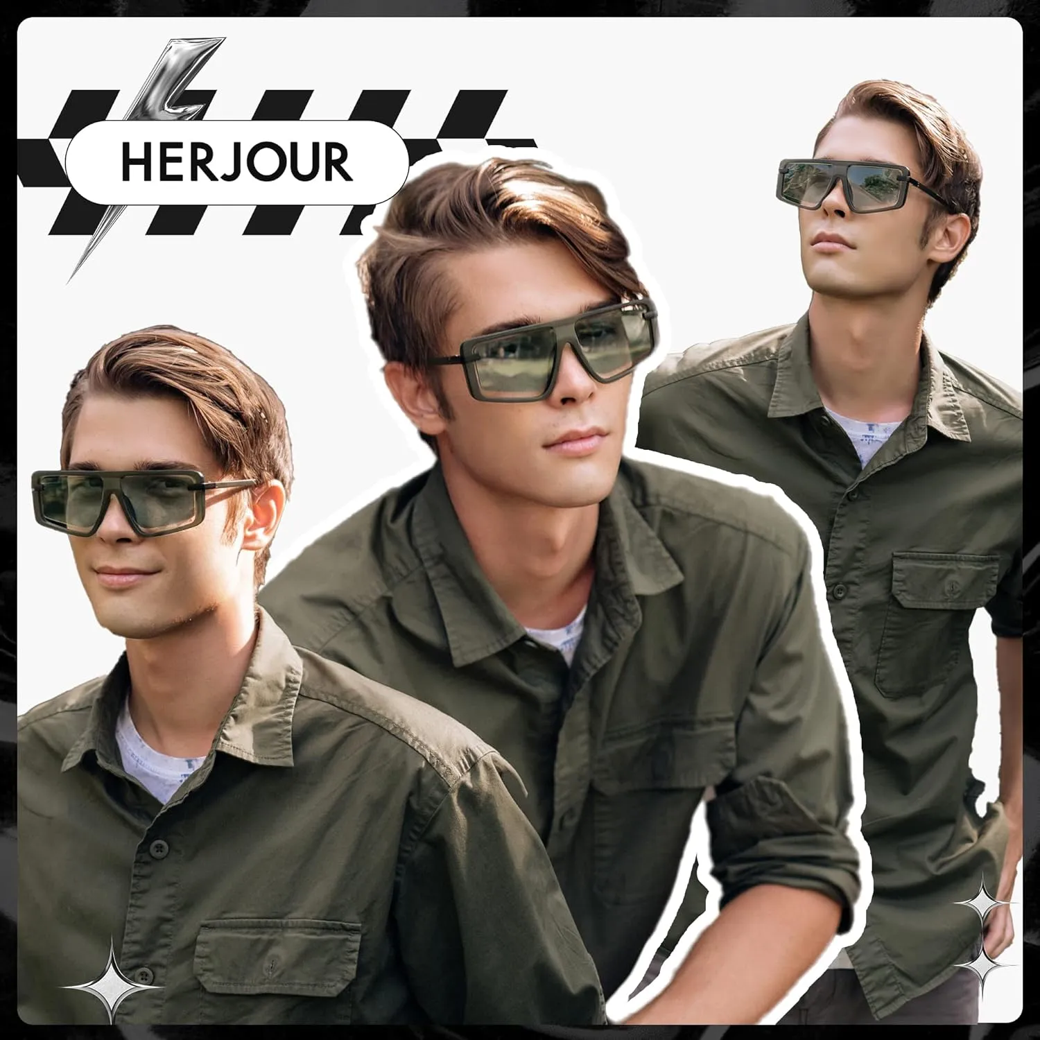 Retro Square Oversized Sunglasses for Women and Men Trendy Sun Glasses AR82157