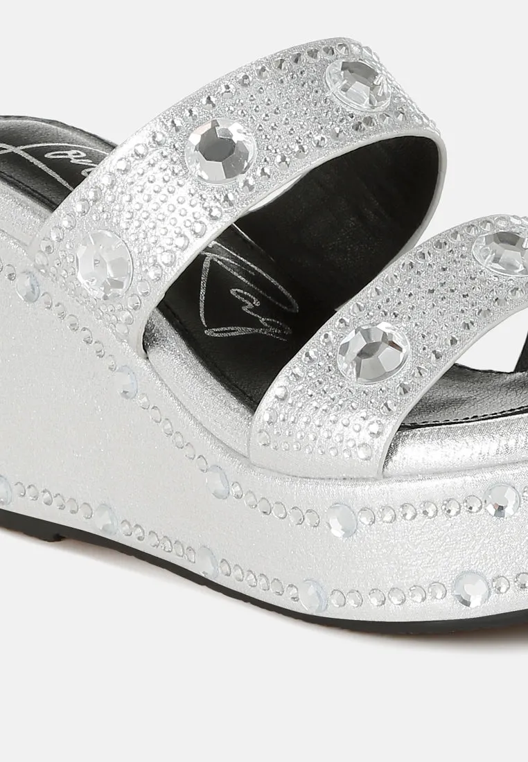 Rhinestone & Diamante Wedge Sandals by RUW