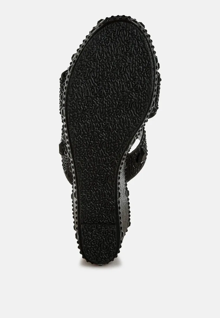 Rhinestone & Diamante Wedge Sandals by RUW