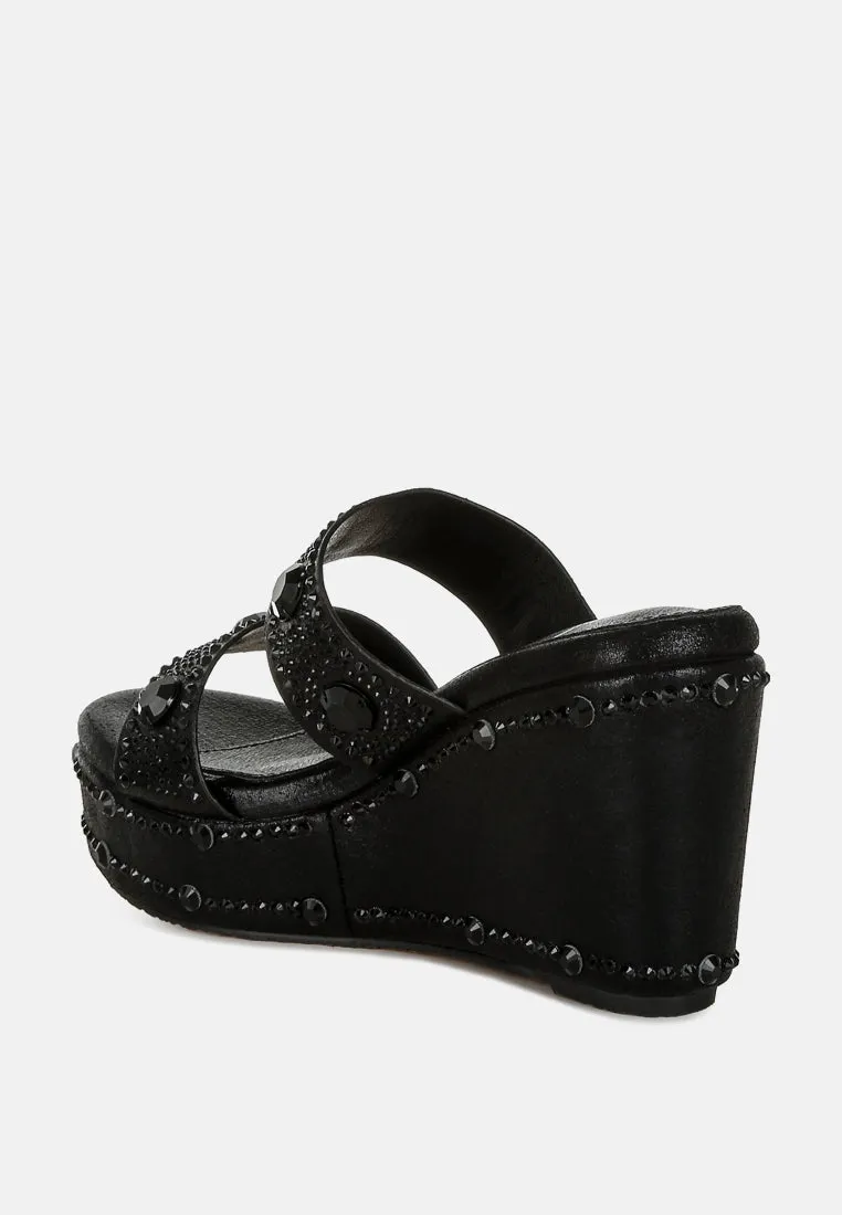 Rhinestone & Diamante Wedge Sandals by RUW