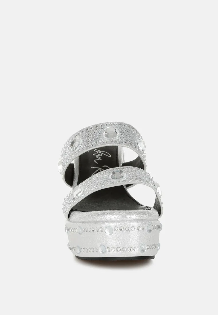 Rhinestone & Diamante Wedge Sandals by RUW