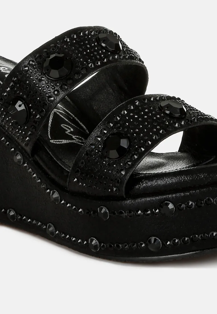 Rhinestone & Diamante Wedge Sandals by RUW