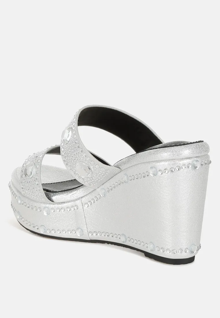 Rhinestone & Diamante Wedge Sandals by RUW