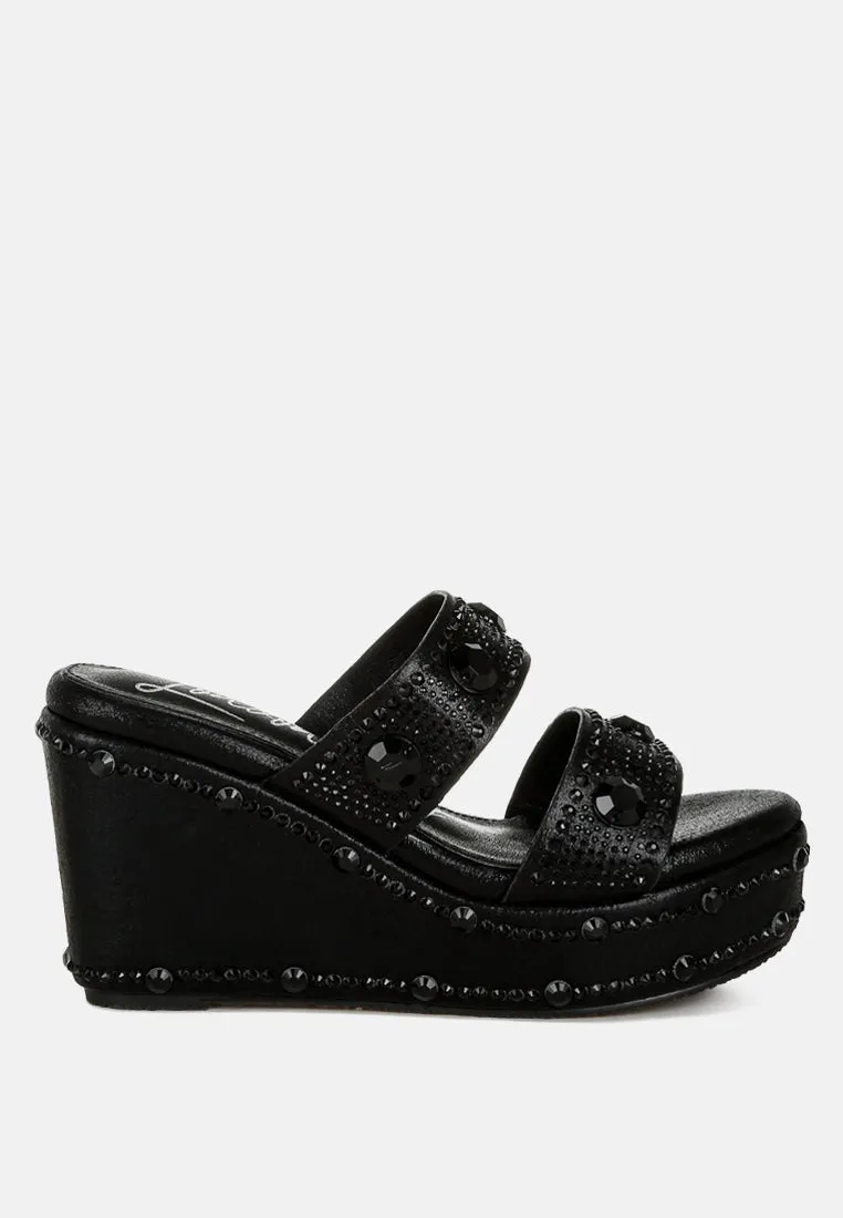 Rhinestone & Diamante Wedge Sandals by RUW