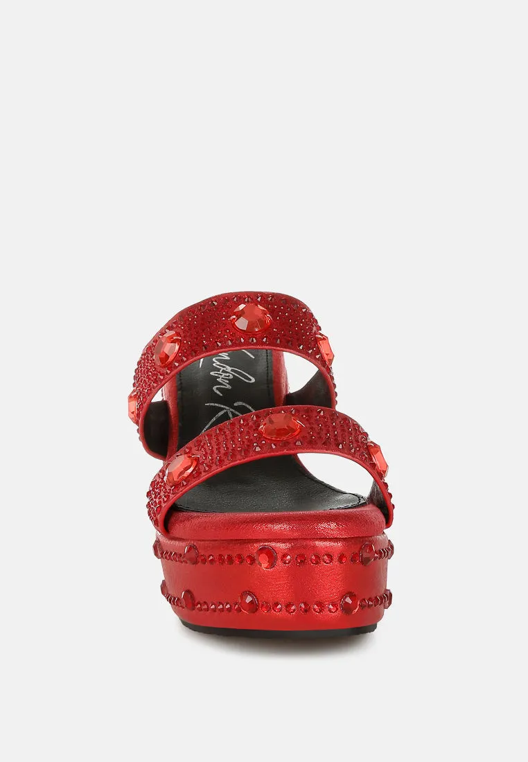 Rhinestone & Diamante Wedge Sandals by RUW