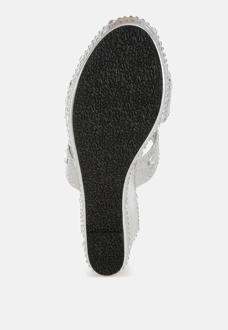 Rhinestone & Diamante Wedge Sandals by RUW