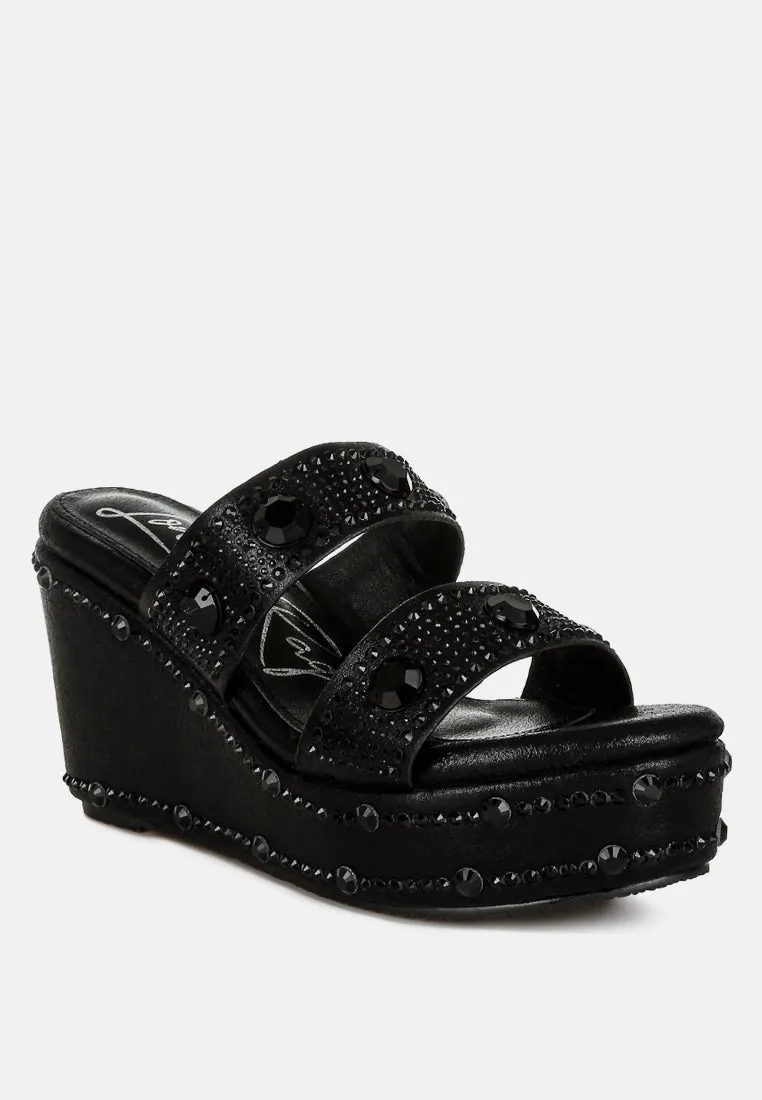 Rhinestone & Diamante Wedge Sandals by RUW