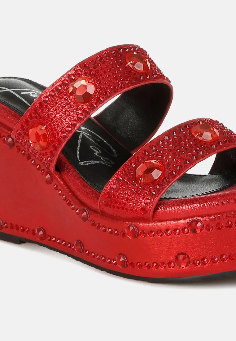 Rhinestone & Diamante Wedge Sandals by RUW