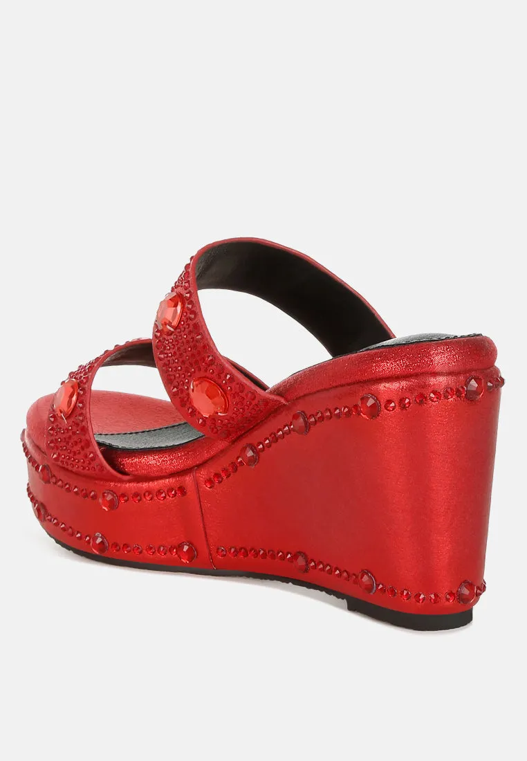 Rhinestone & Diamante Wedge Sandals by RUW